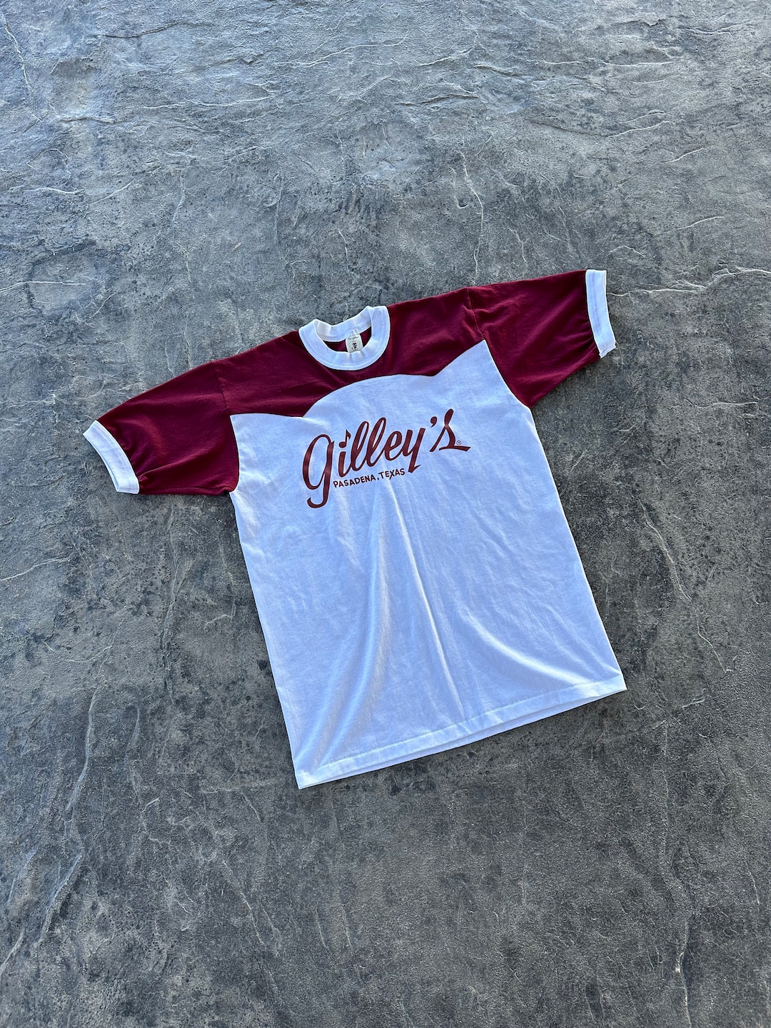 Gilleys Bar Pasadena Texas Single Stitch Ringer T Shirt With Western