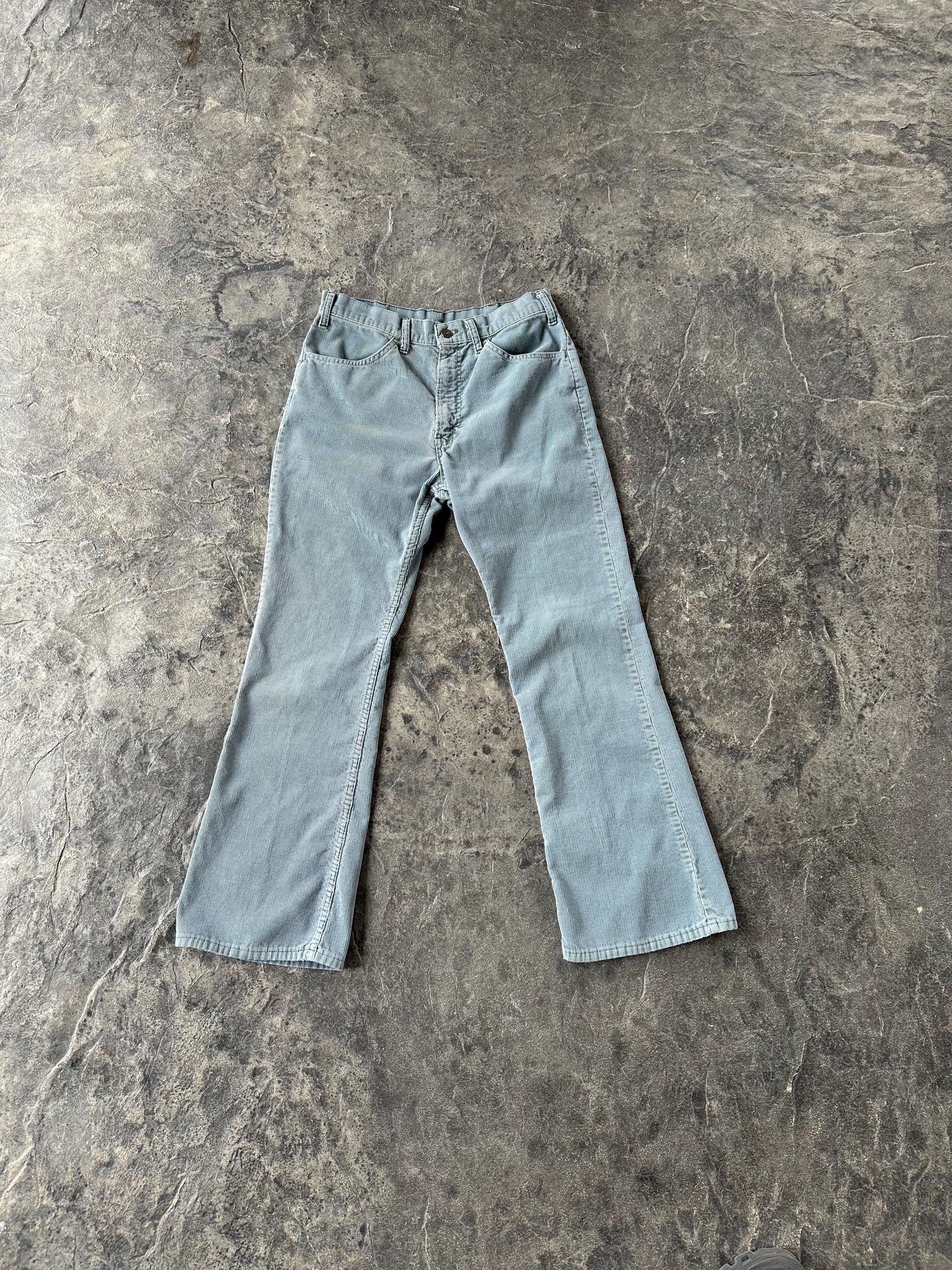 Levi's 646 Bell Bottom Flare Corduroy Pants Green Gray 70s 80s