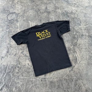Black Velvet Canadian Whisky Double Sided Print Single Stitch T Shirt Black 80s Vintage Large