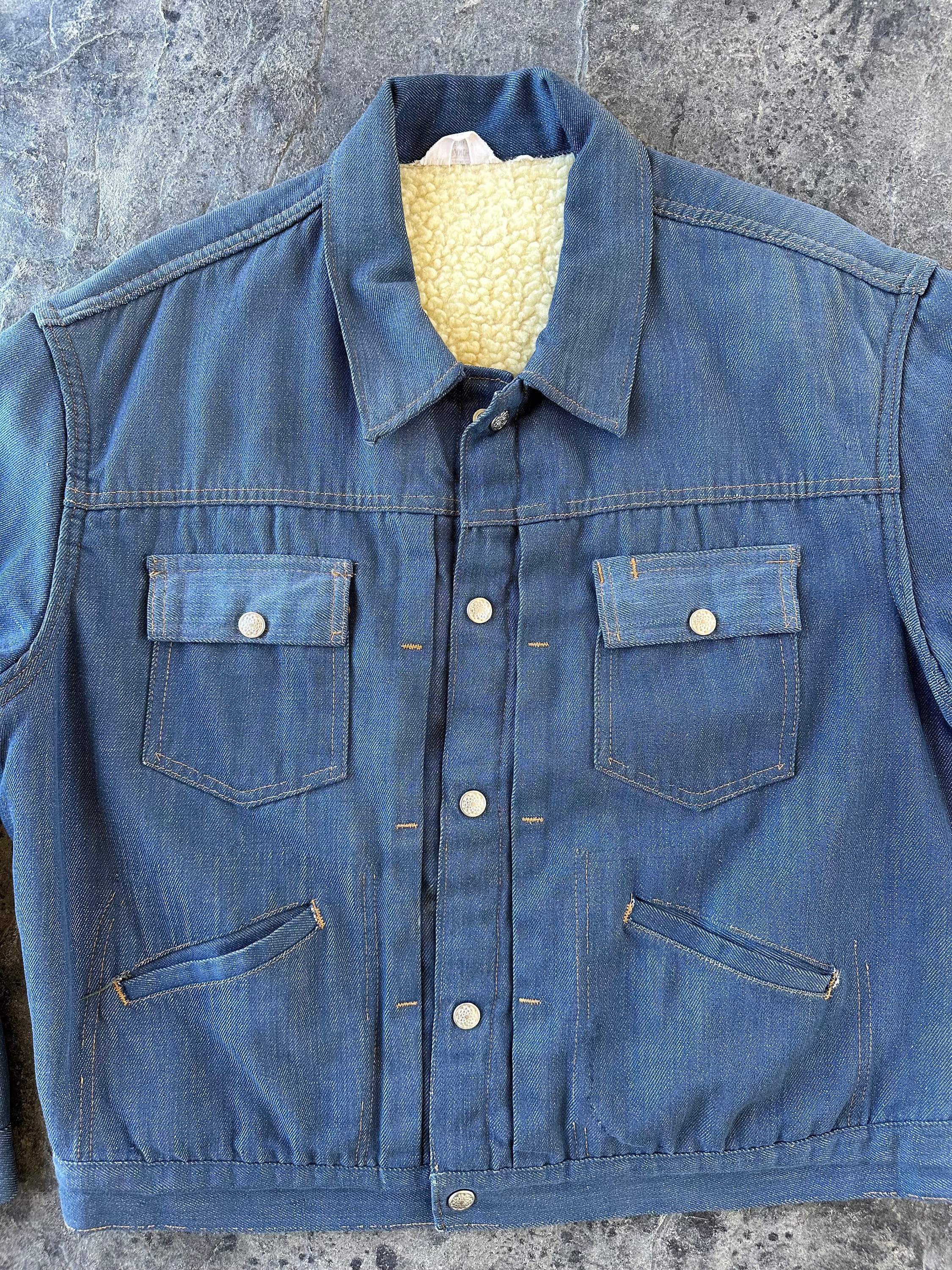 Ranchcraft Sherpa Lined Selvedge Denim Jean Jacket Blue 60s