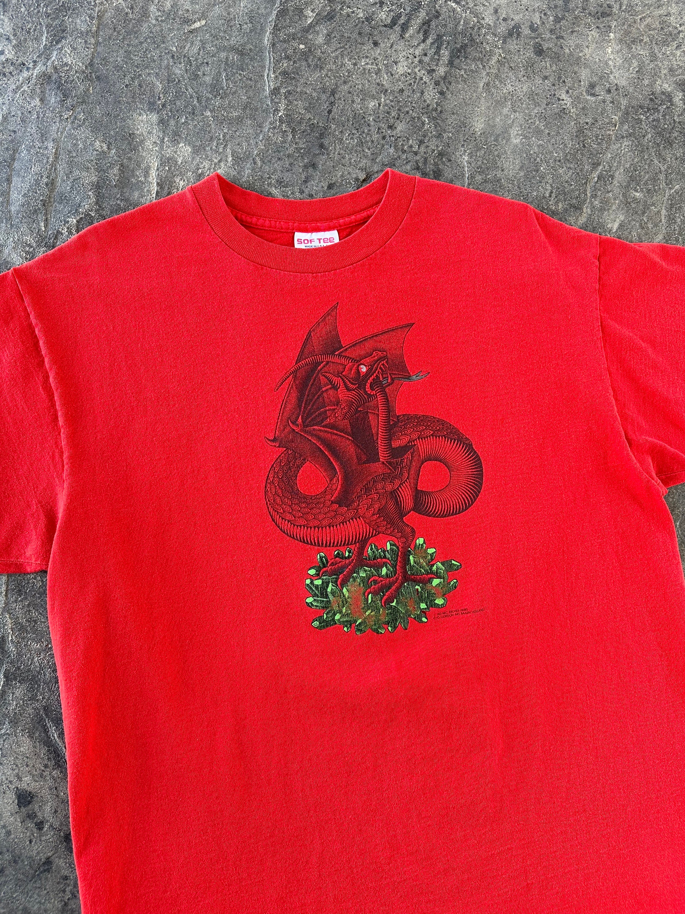 MC Escher Dragon Cordon Art Baarn Single Stitch T Shirt Distressed 