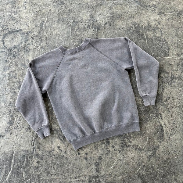 Hanes Raglan Sleeve Blank Crewneck Sweatshirt Gray 80s 90s Vintage Large