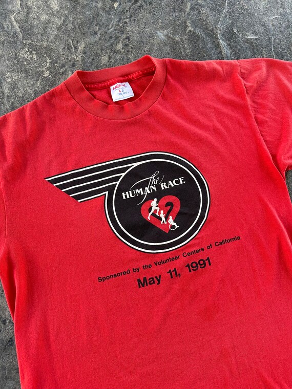 The Human Race Marathon Running Commemorative Heart Tee Jays Single Stitch T Shirt Faded Red 90s Vintage Large Etsy