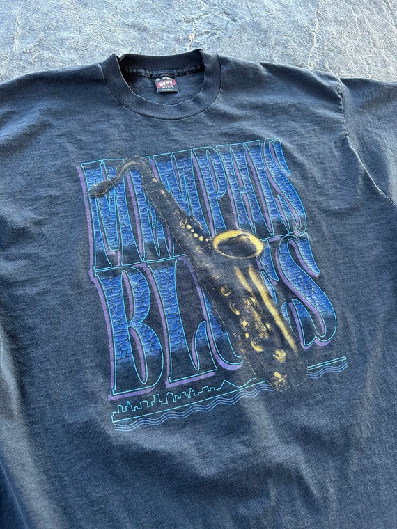 Memphis Blues Saxophone Single Stitch T Shirt 90s 