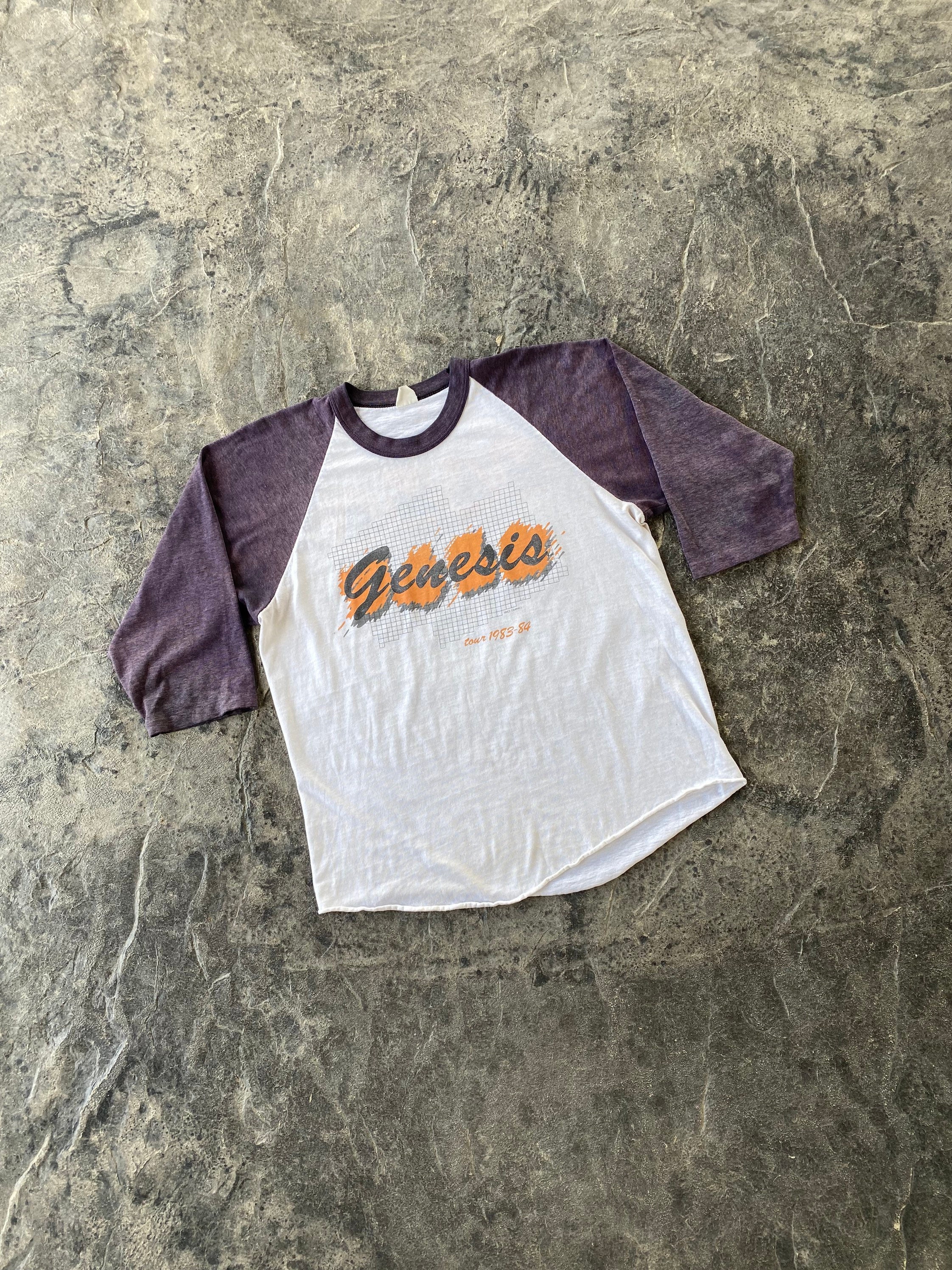 Genesis 3/4 Sleeve Baseball Tee | Retro Album Artwork Design Distressed Genesis Shirt