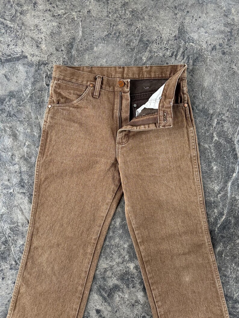 Wrangler Western Mid Rise Straight Leg Jeans Brown 90s Vintage 29 X 30 image 4