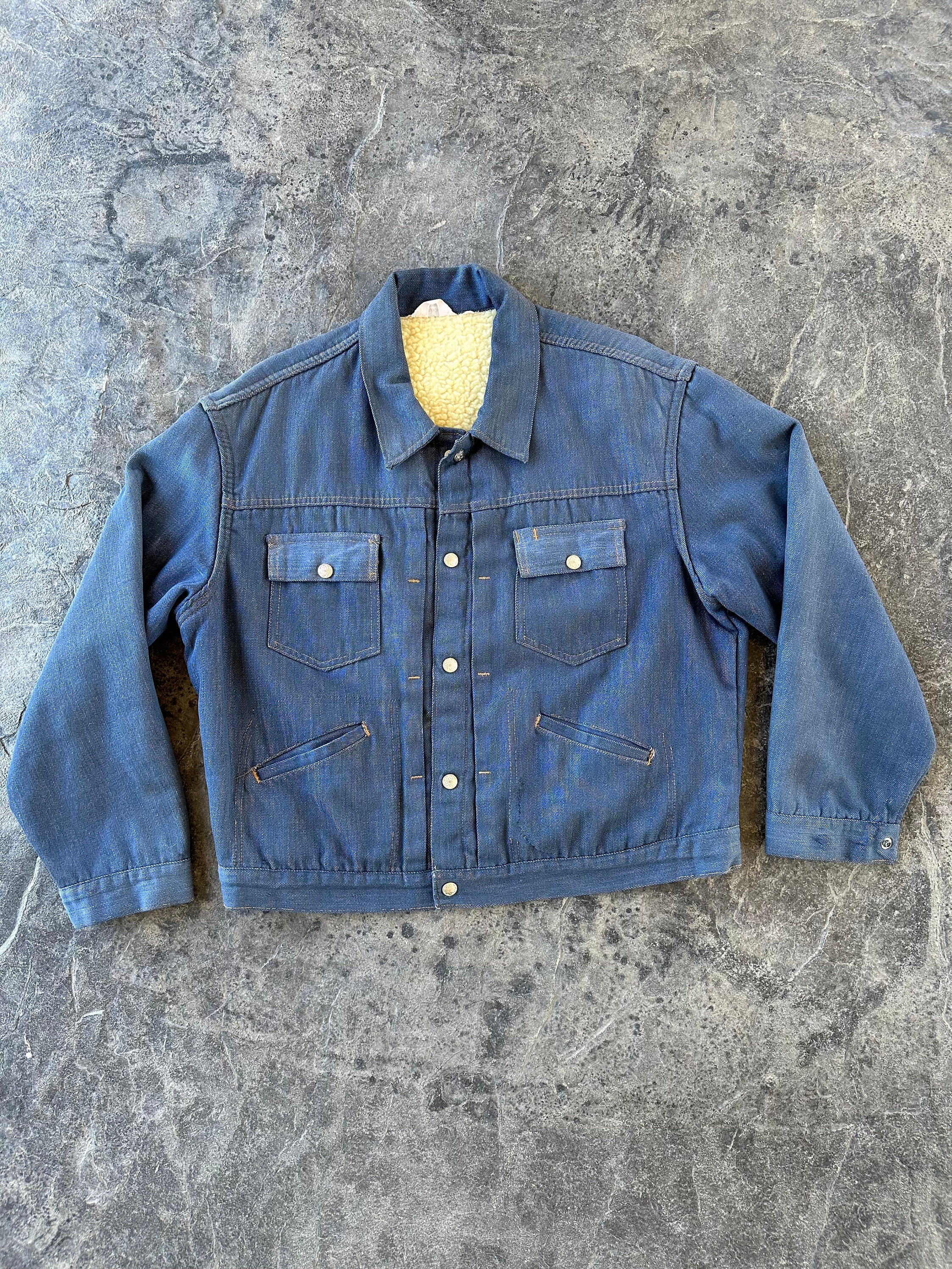 Ranchcraft Sherpa Lined Selvedge Denim Jean Jacket Blue 60s 70s