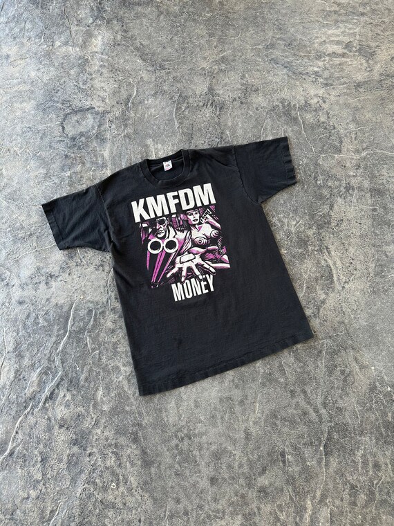 90s KMFDM Money Double Sided Print Band Tour T Shirt Faded 