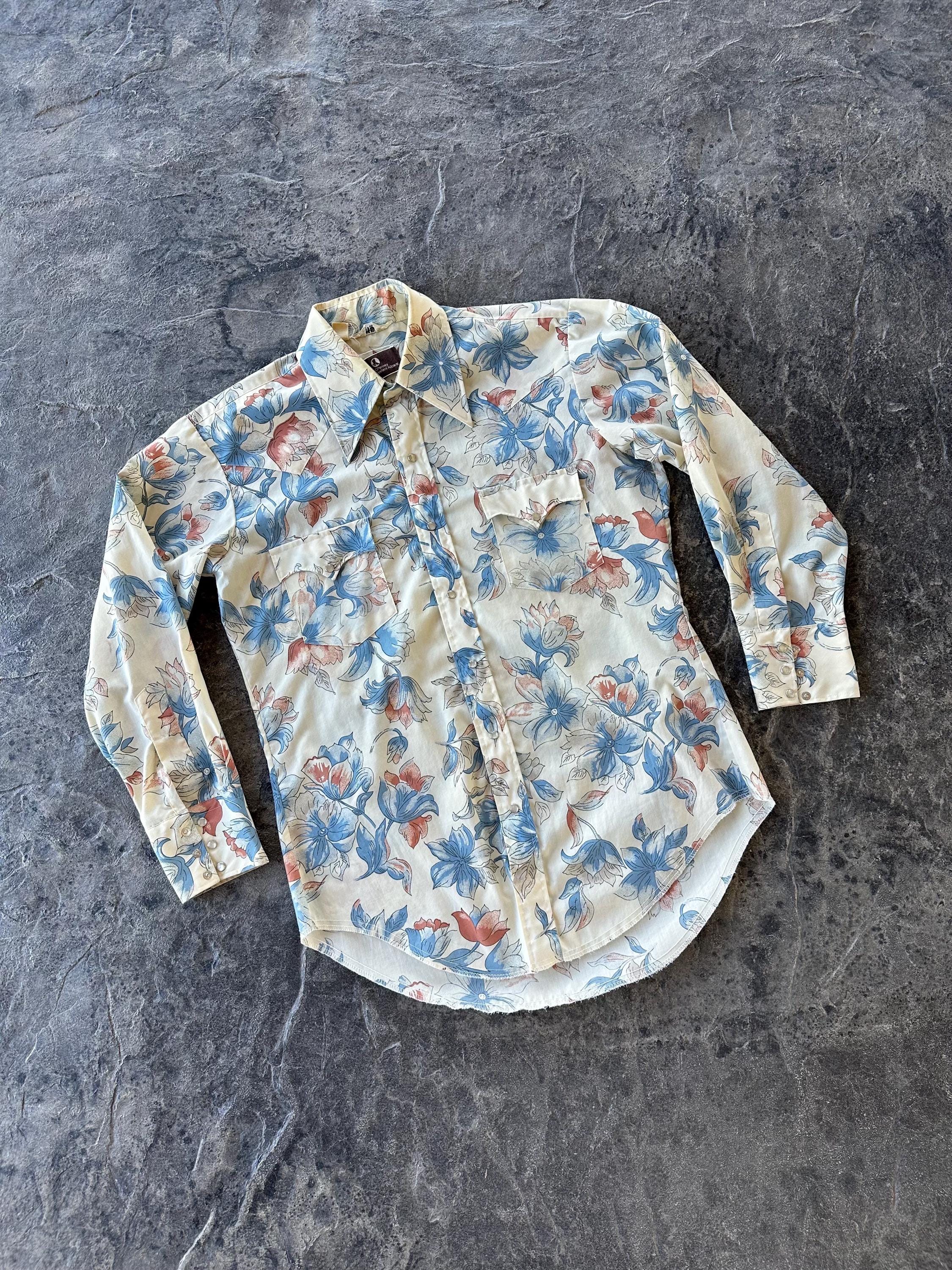 Vintage Floral Western Shirt 70s - Etsy
