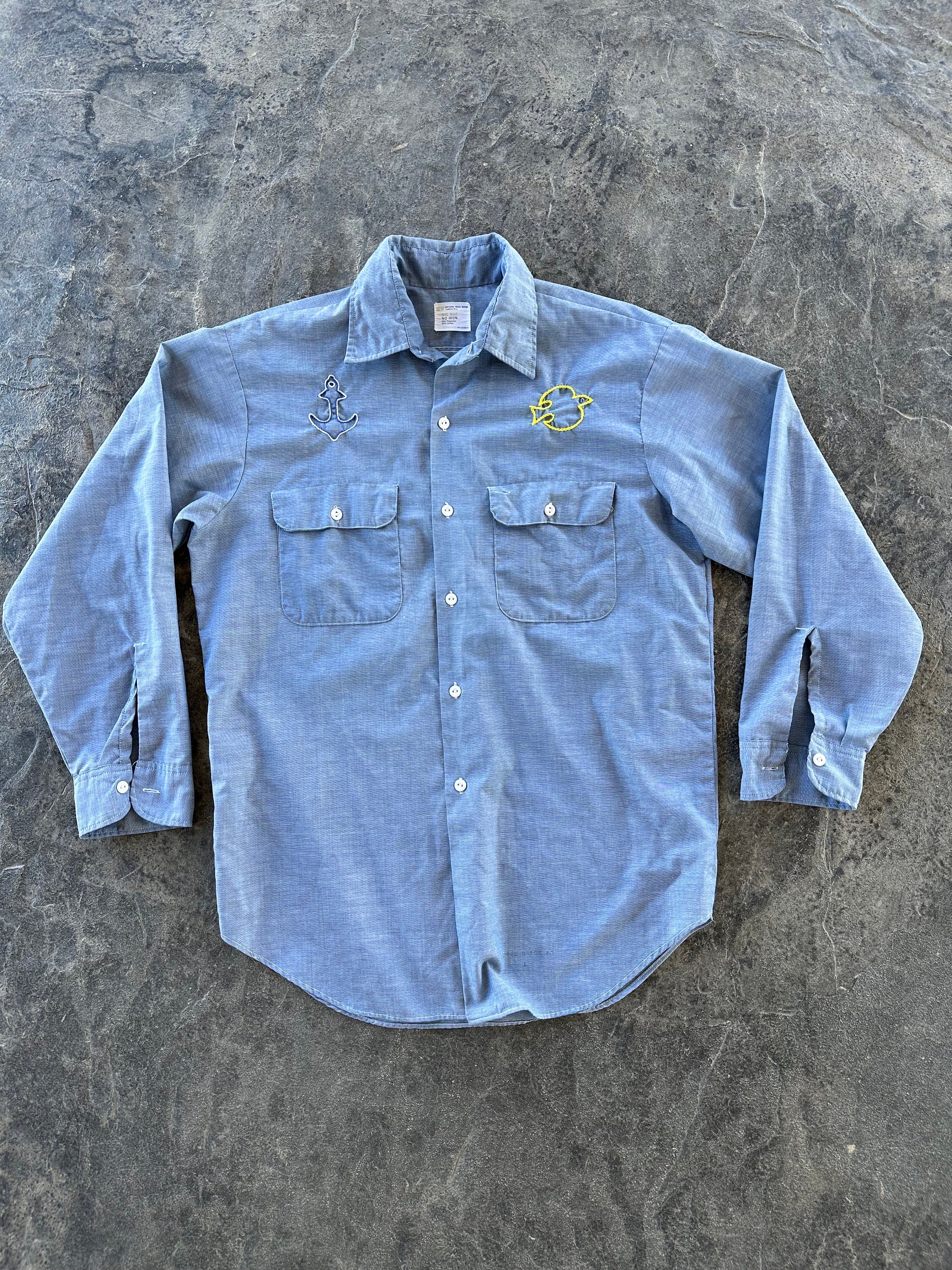 Big Mac Jcpenney Selvedge Chambray Long Sleeve Embroidered