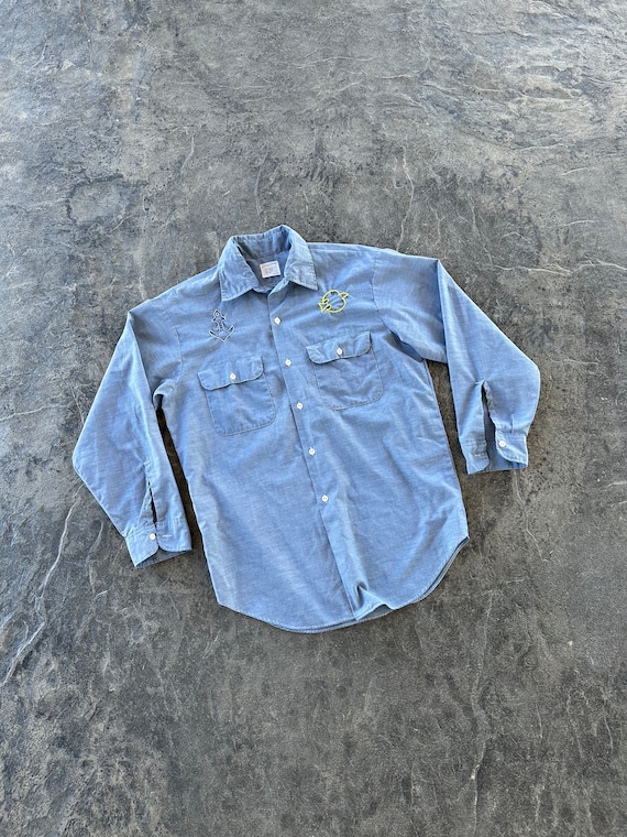 Big Mac Jcpenney Selvedge Chambray Long Sleeve Embroidered