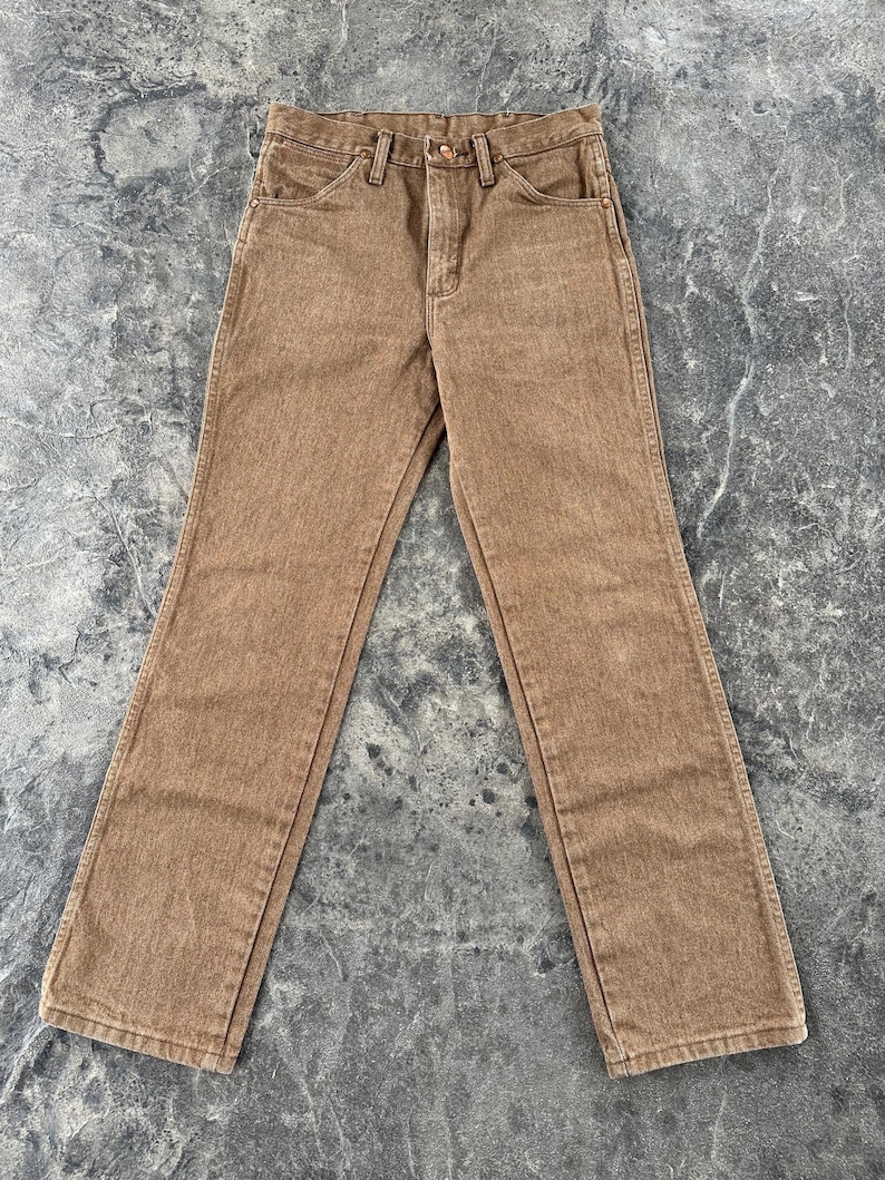 Wrangler Western Mid Rise Straight Leg Jeans Brown 90s Vintage 29 X 30 image 3