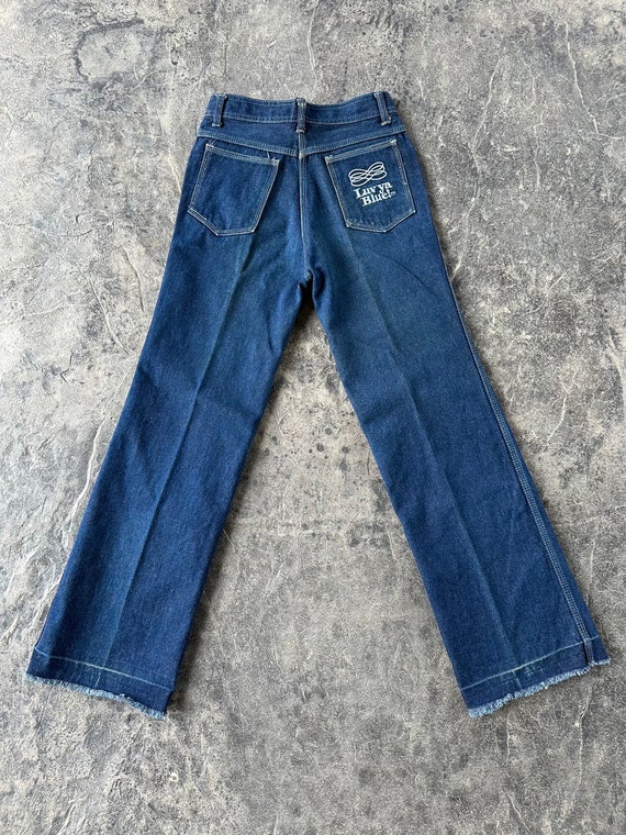 70s Straight Wide Leg Dark Wash Luv Ya Blue Jeans… - image 4
