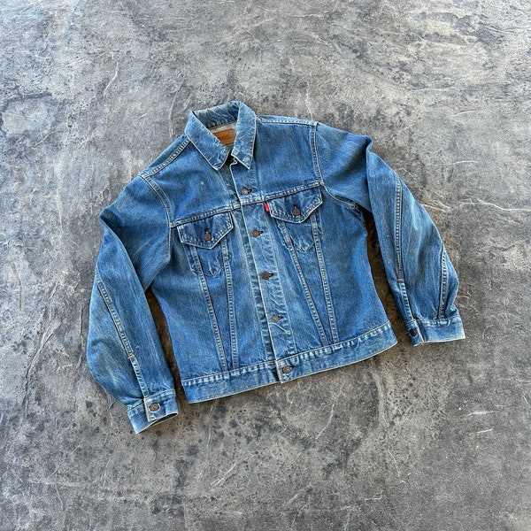 Levi’s Type 3 Denim Jean Trucker Jacket 70505 0217 Distressed Faded Blue 80s Vintage Medium