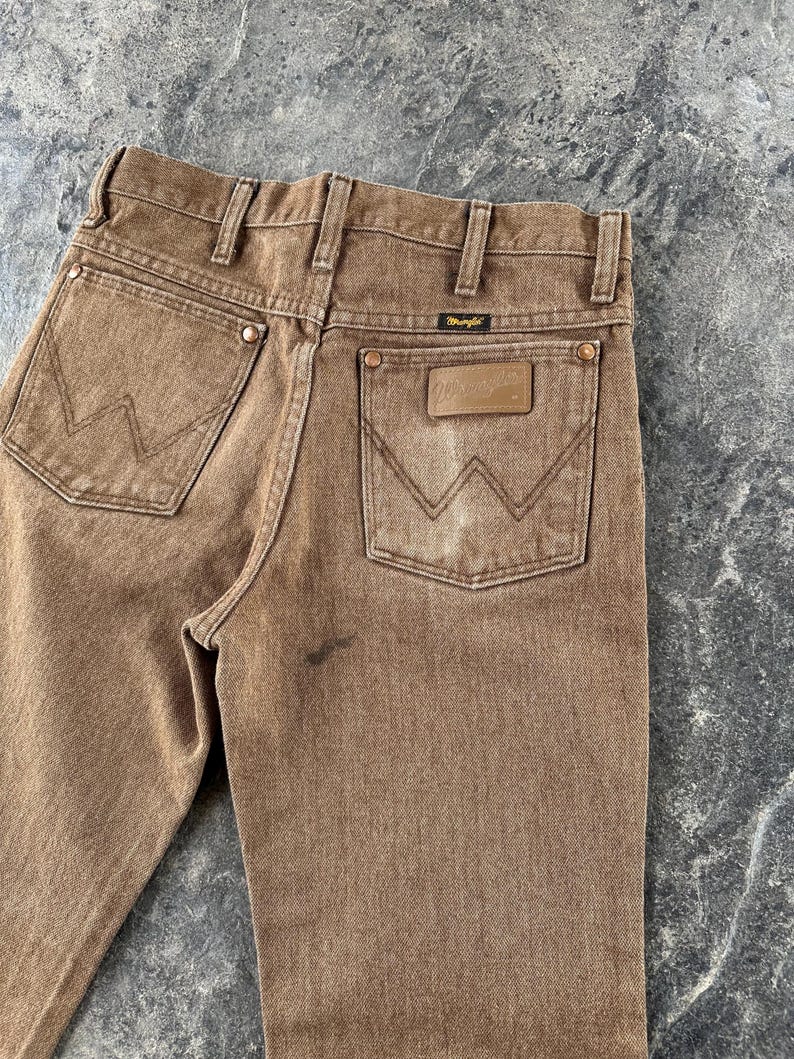 Wrangler Western Mid Rise Straight Leg Jeans Brown 90s Vintage 29 X 30 image 7