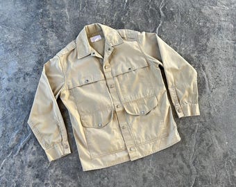 Vintage Filson Hunting Jacket Dry Cloth Tan Beige 60s Large