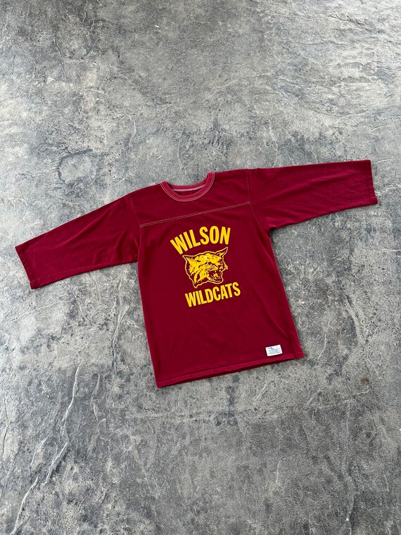 Wilson Wildcats 3/4 Sleeve Chalkline Jersey T Shirt Maroon and 