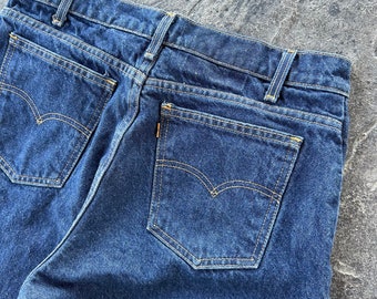 Levi’s Orange Tab 550 Relaxed Fit Dark Wash Tapered Leg Jeans Blue 90s Vintage 34 X 32