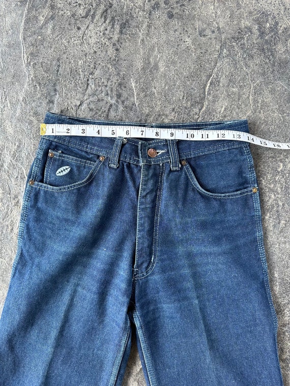 70s Straight Wide Leg Dark Wash Luv Ya Blue Jeans… - image 6