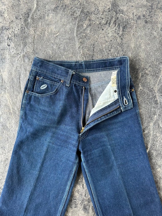 70s Straight Wide Leg Dark Wash Luv Ya Blue Jeans… - image 5