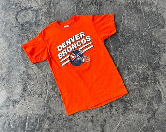 80s Denver Broncos NFL Helmet Signal Sports Single Stitch T Shirt Orange Vintage Medium