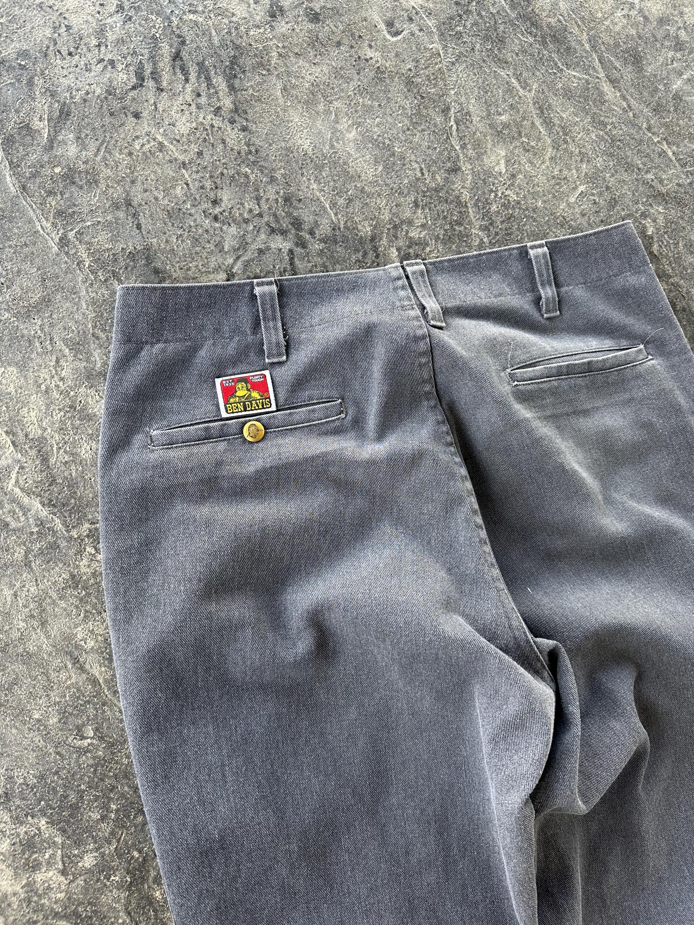 Ben Davis USA Made Flat Front Work Pants Gray 90s Vintage 34