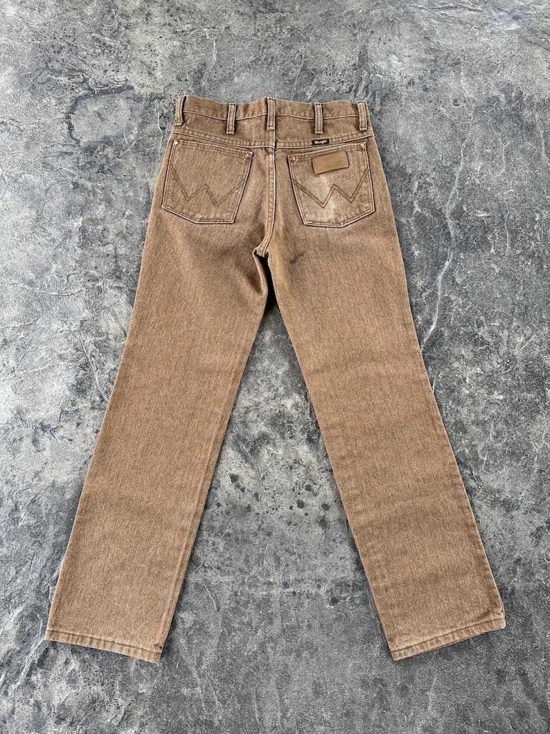Wrangler Western Mid Rise Straight Leg Jeans Brown 90s Vintage 29 X 30 image 2