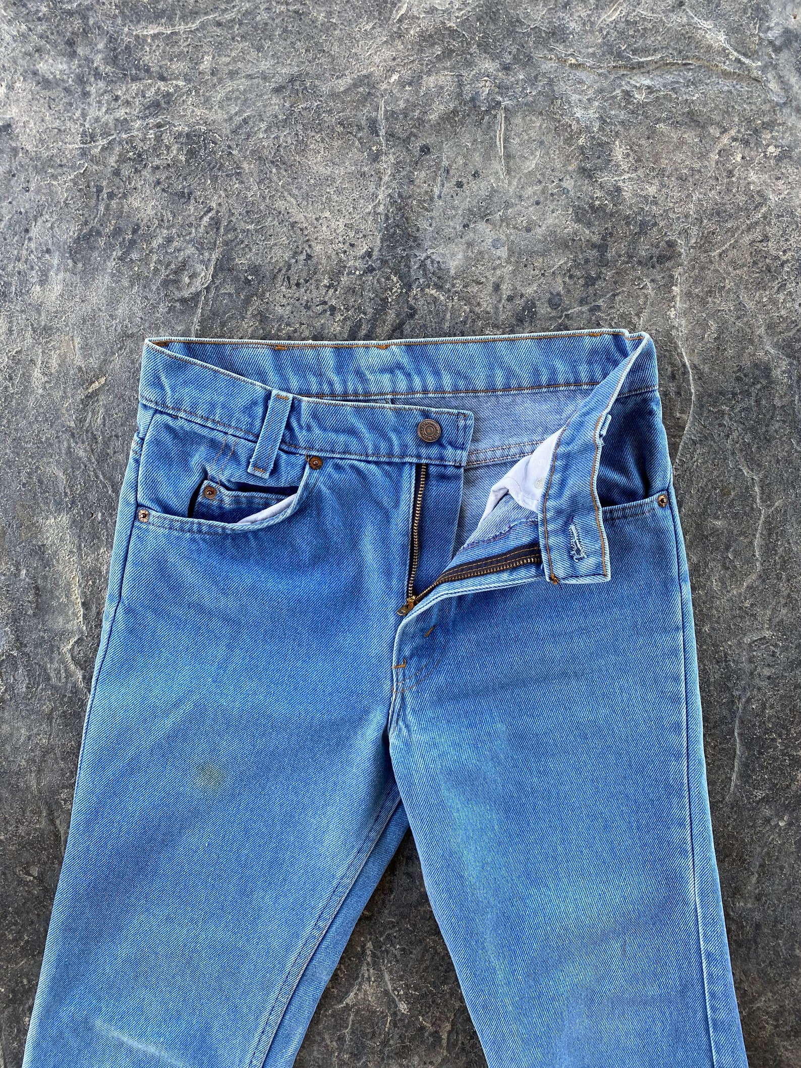 60s Levis 705 Student Fit Orange Tab Jeans Light Blue Vintage | Etsy