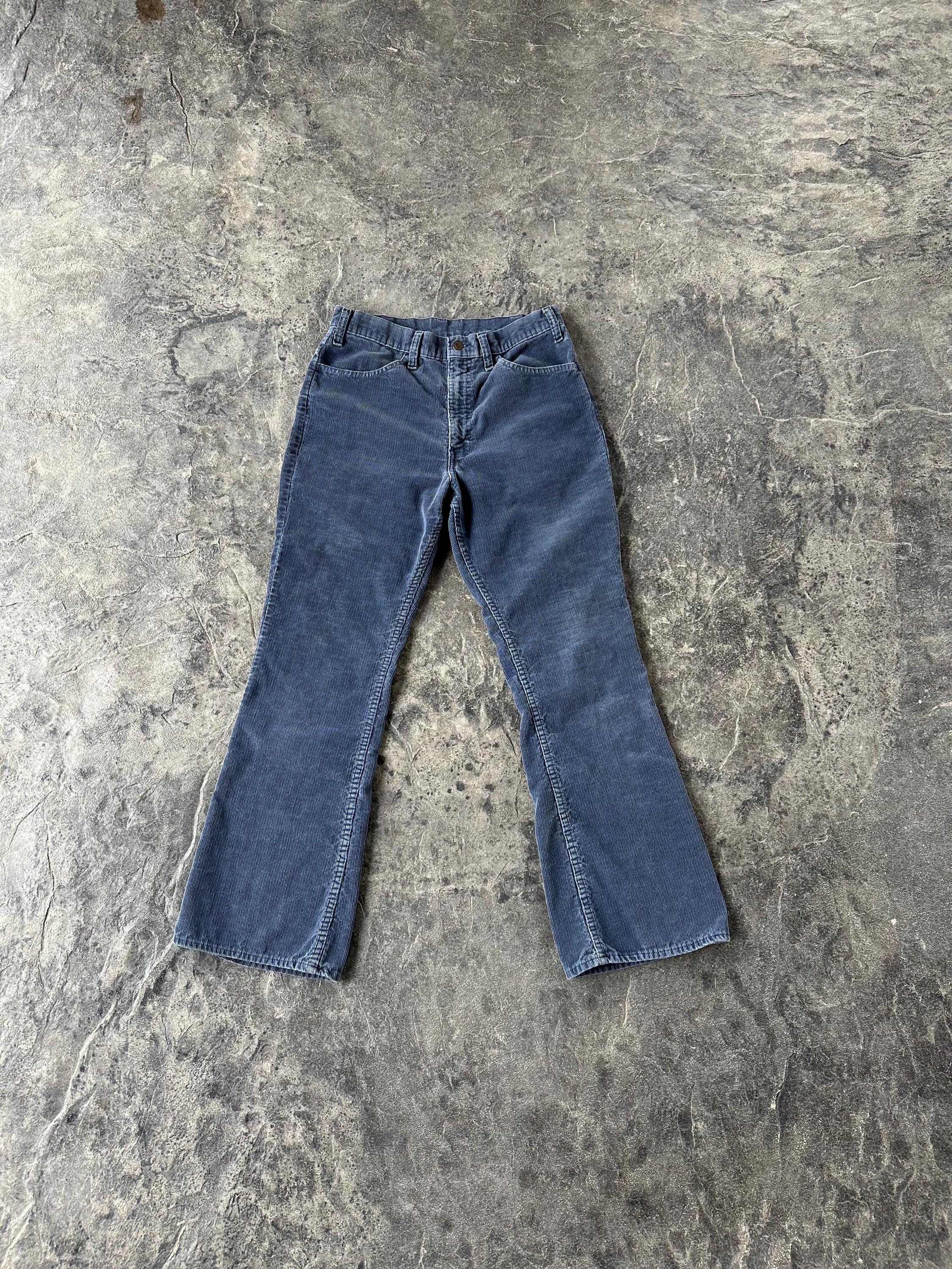 Levi's 646 Bell Bottom Flare Corduroy Pants Navy Blue 70s Vintage