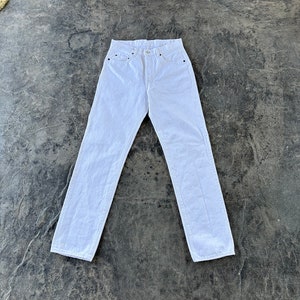 Levi’s 501 Mid Rise Button Fly Straight Leg Jeans White 80s Vintage 31 X 34