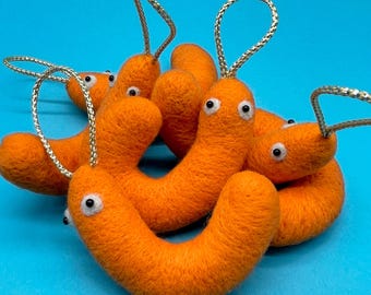 Needle Felted Cheesy Puff Ornament | Wool Roving Holiday Decor