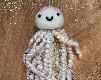 Needle Felt Jellyfish Ornament: Handmade Wool Decoration