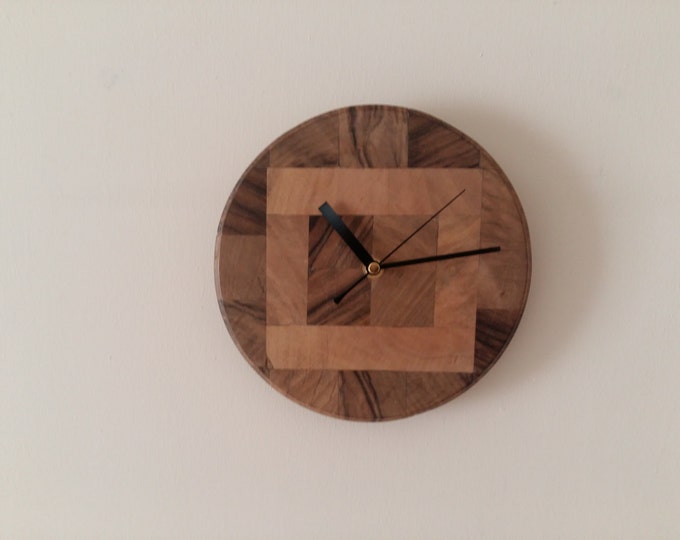 Walnut Wood Wall Clock / Round Wall Clock / Modern Wooden Wall Etsy