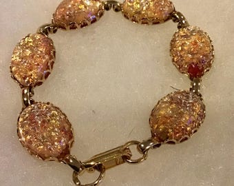Stunner! Vintage Faux Opal Dragon's Breath Bracelet.Must See!