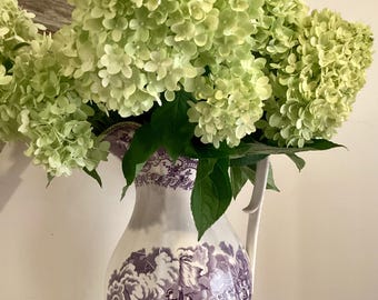 Huge Victorian Pitcher Purple Transferware Napoleon Pattern c.1860 Showstopper!