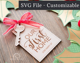 2022 Laser SVG Cut File, House Ornament Blank, SVG Ornament Christmas Our First Home, Ornament First or New Home, Glowforge digital file