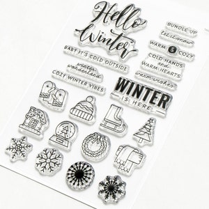 Tampons photopolymères Kingston Crafts Motifs assortis Hello Winter