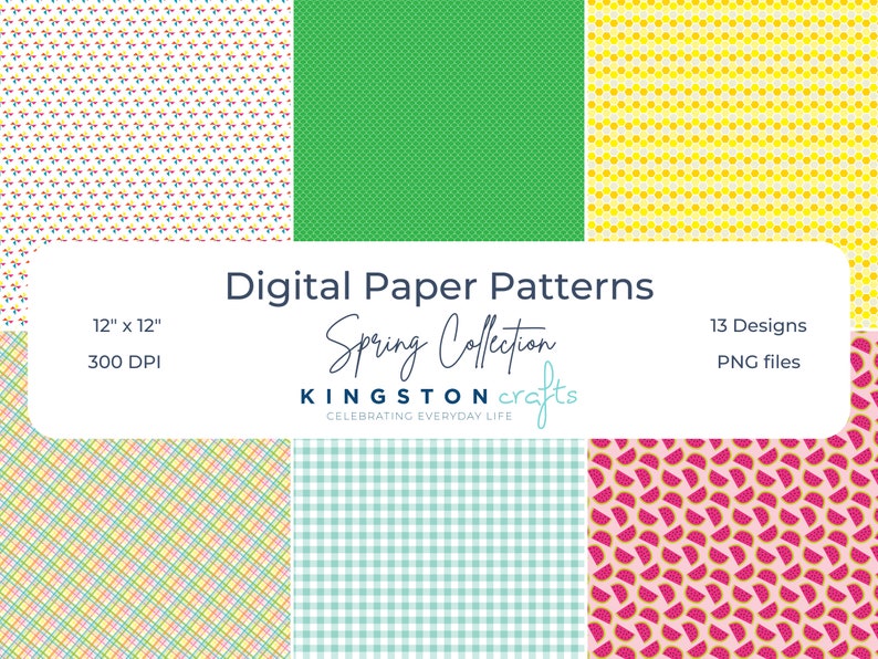 Kingston Crafts 12x12 Digital Paper Patterns Spring image 1