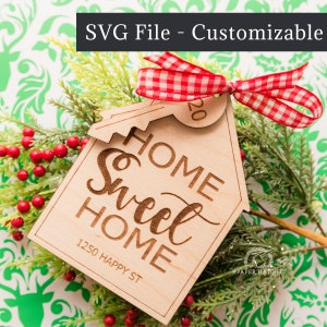 2022 Laser SVG Cut File, House Ornament Blank, SVG Ornament Christmas Home Sweet Home, Ornament Christmas New Home, Glowforge digital file