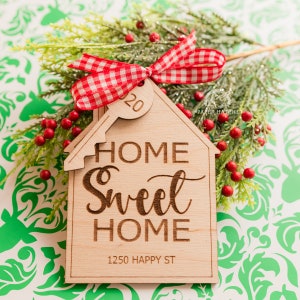 2024 Laser SVG Cut File, House Ornament Blank, SVG Ornament Christmas Home Sweet Home, Ornament Christmas New Home, Glowforge digital file image 3