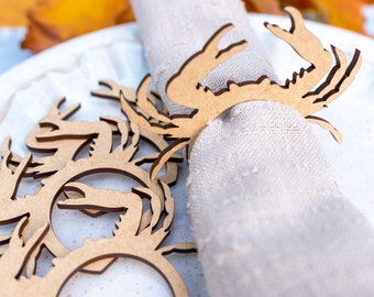 Set of 4 Laser Cut Wooden Maryland Crab Napkin Ring, Party, Housewarming Gift, Hostess Gift