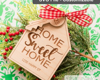 2023 Laser SVG geschnitten Datei, Haus Ornament Rohling, SVG Ornament Weihnachten Home Sweet Home, Ornament Weihnachten neues Zuhause, Glowforge digitale Datei