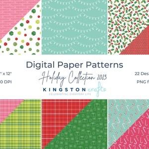 Patrones de papel digital Kingston Crafts 12x12 Vacaciones 2023 imagen 1