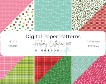Kingston Crafts Modèles de papier numérique 12 x 12 - Fêtes 2023