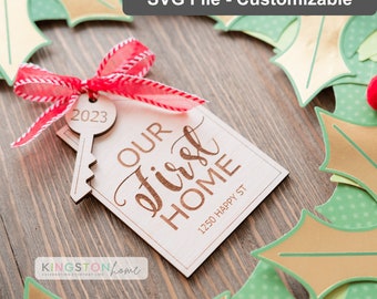 2023 Laser SVG Cut File, House Ornament Blank, SVG Ornement Noël Notre première maison, Ornement d’abord ou nouvelle maison, Fichier numérique Glowforge