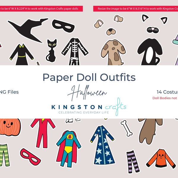 Kingston Crafts Digital Paper Doll Costumes - Halloween