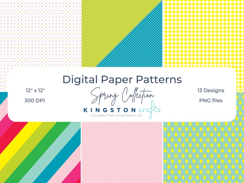 Kingston Crafts 12x12 Digital Paper Patterns Spring image 2