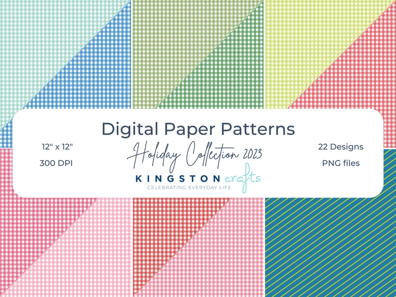 Patrones de papel digital Kingston Crafts 12x12 Vacaciones 2023 imagen 2