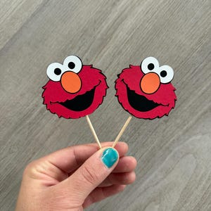 Elmo Cupcake Toppers – Sesame Street Birthday Party Decorations