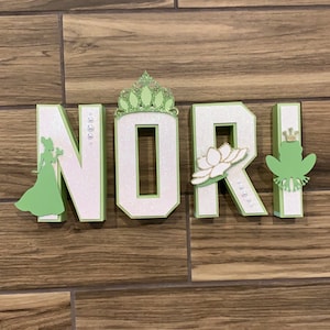 Princess Tiana Themed 3D Letters The Princess and the Frog Birthday Decoration Princess Tiana Name Sign 3D Numbers Tiana Inspired Decor